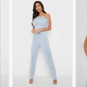 Boohoo tailored feather jumpsuit
